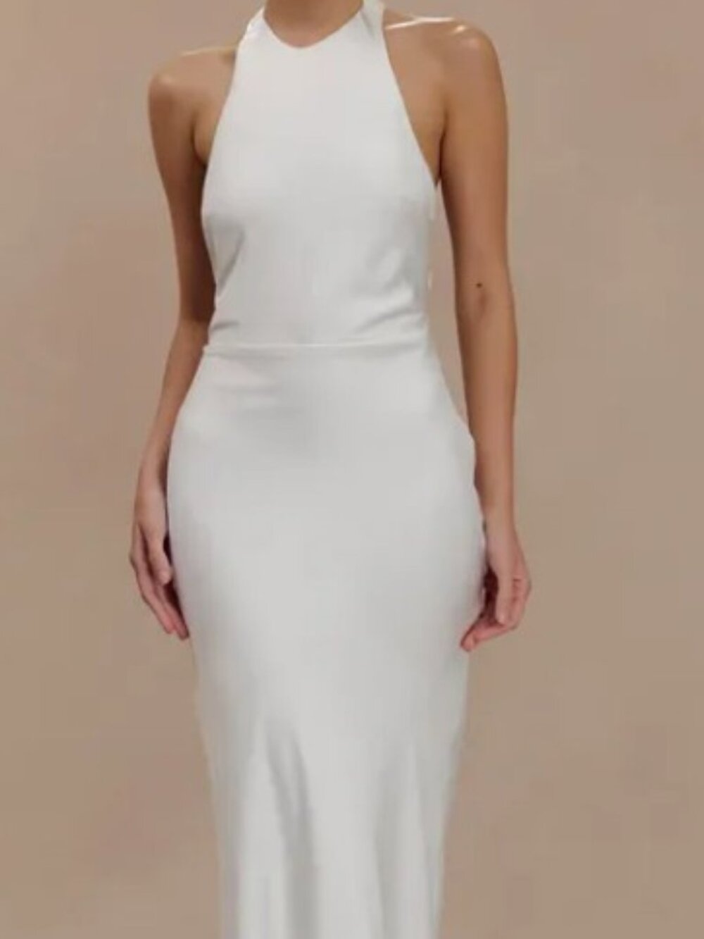 Elegant White Halter Neck Maxi Dress